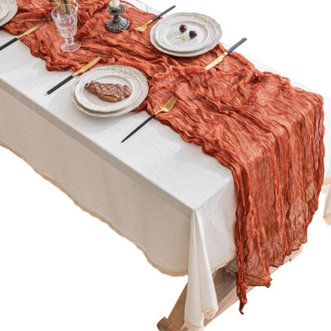 Chemise De Table - Mousseline De Polyester - 90 x 180 cm - Pour Décoration De Table De Mariage Fête Ou Événement Spécial - 1 Pièce (1/5)
