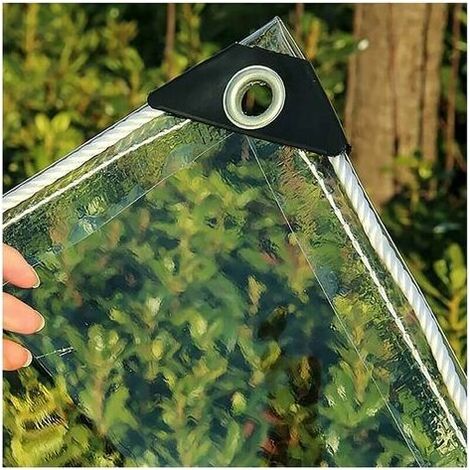 Transparente Avec Œillets Couverture De Feuille De Toit De Terrasse De Pergola en PVC Durable 360g/m² Bâche Industrielle Bâche Bâche Transparente en Plastique Imperméable 0.35mm 2x2m