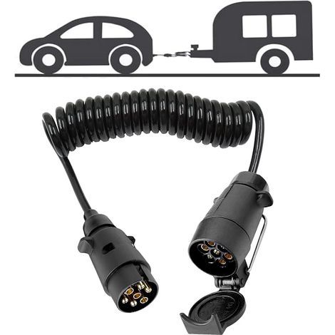 Rallonge Remorque 7 Broches 3m Spirale Extension Câble Rallonge Prise Remorque Connecteur de Câble de Printemps de Câblage Prise par Caravane Camion RV Tracteur Voiture Porte-Vélos (1/5)