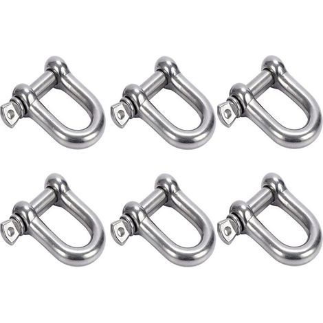 Grilli a D M6 (confezione da 6), in acciaio inox 304, per alpinismo, escursionismo, catene di ancoraggio e nautica. (1/4)