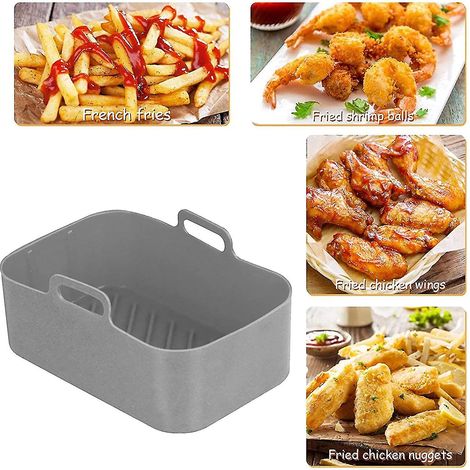 Lot de 2 pots en silicone pour friteuse à air double Ninjas, doublures en silicone pour friteuse à air double, panier en silicone pour friteuse à air, accessoires pour friteuse à air. (1/4)