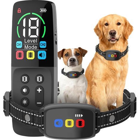Wiederaufladbares Hundeerziehungshalsband mit Fernbedienung, Piepton, Vibration, starker Vibration, 800 m Reichweite, IP67 wasserdicht, Hundeerziehungshalsband, für kleine und große Hunde (3,6-54 kg) (1/5)