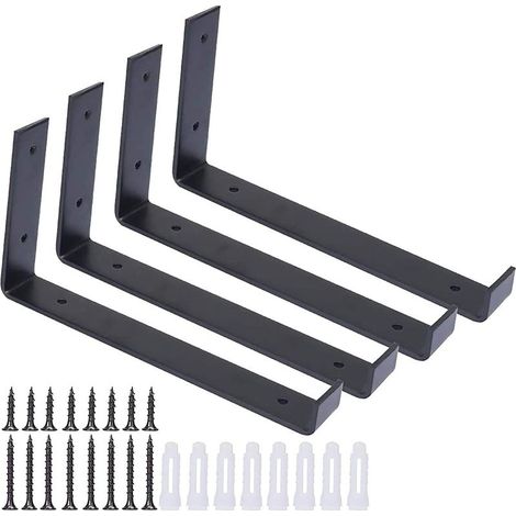Support D Etagere - Fer Industriel - Pour Murs Solides - Salon Cuisine Chambre Salle De Bain - 20 5 X 11 X 3 Cm - Lot De 4 (1/5)