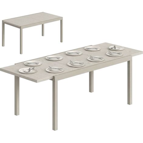 Table de Jardin Extensible 8-10 Personnes, Aluminium et Acier, 154/214x85x75 cm, Gris Clair (1/5)
