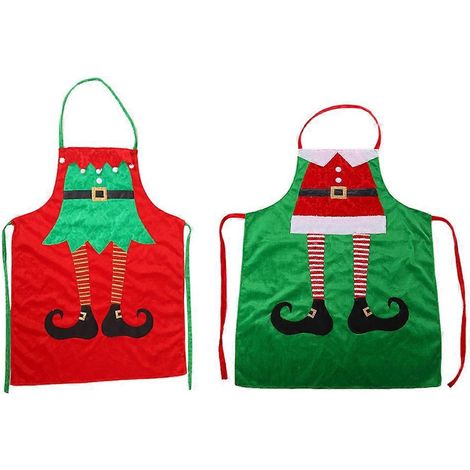 Lot de 2 tabliers de Noël sans manches, tabliers de cuisine, tabliers de pâtisserie, bavoirs de taille-95x52x0.5cm (1/3)