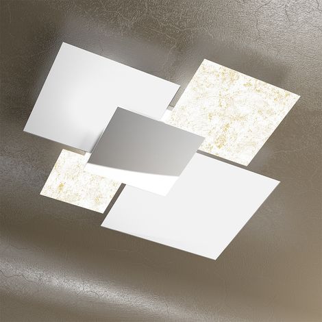 Applique Contemporanea Shadow Metallo Bianco Vetro Foglia Oro 4 Luci E27 91Cm (1/3)