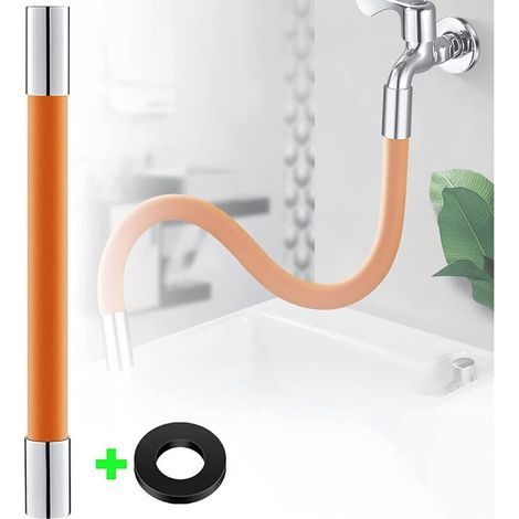 20 cm langes Verlängerungsrohr für Wasserhähne, 360° drehbare Brauseschlauchverlängerung für Küche und Bad, Orange (1/4)