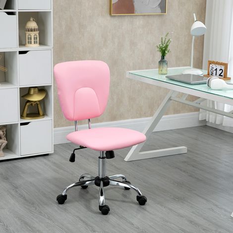 Drehbarer Bürostuhl mit verstellbarer Höhe und Neigungsfunktion für Schreibtisch oder Arbeitszimmer, 50 x 54 x 87,5–96,5 cm, Rosa (1/5)
