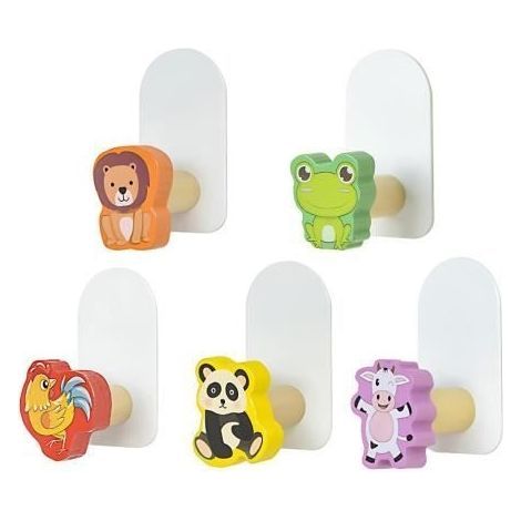 5 Pièces Porte Manteau Enfant Crochet pour Enfant, Animaux Patere Porte Manteau Mural, Murale Porte Serviette Salle de Bain Mural (1/4)