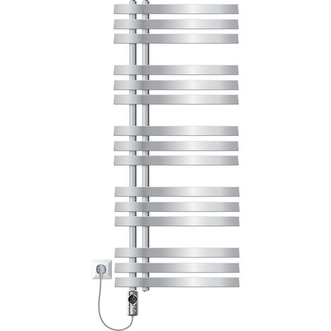 LuxeBath Elektrischer Badheizkörper Iron EM 500x1200 mm Chrom mit Heizstab 1200W Thermostat Digitalanzeige, Handtuchheizkörper mit Heizpatrone, Elektro Handtuchwärmer Paneelheizkörper Designheizkörper (1/5)