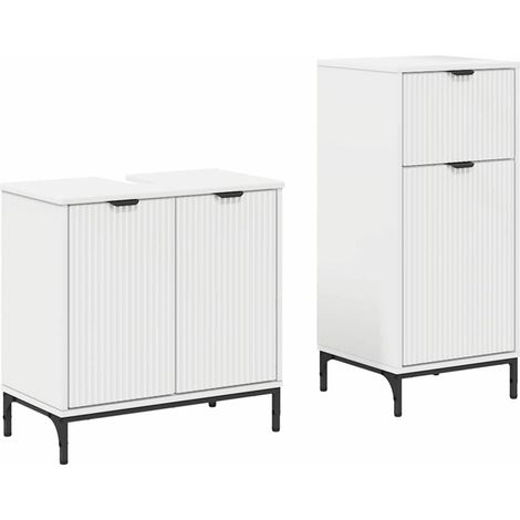Maison Exclusive - Badezimmermöbel-Set 2 stk. Weiß 39,5 x 36 x 88 (1/5)