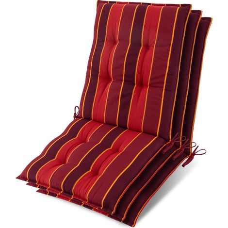 3x Niederlehner Sun-NL Auflage 100x50x8cm Rot-Gestreift