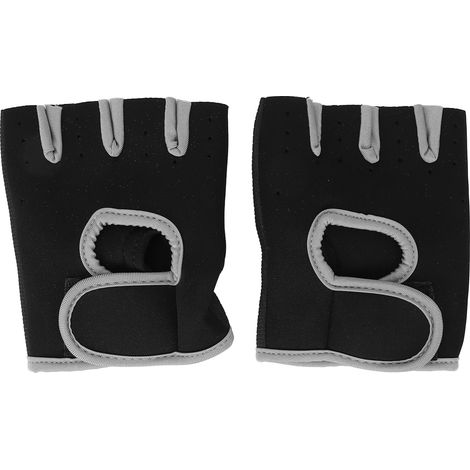Gants de sport sans doigts gris, élastiques et respirants, avec sangle ajustable à la taille, protection palmaire et maintien pour la musculation. (1/5)