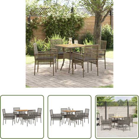 Terrassenessset - Garten Essgruppe 5 pcs Grau Poly-Rattan (1/5)