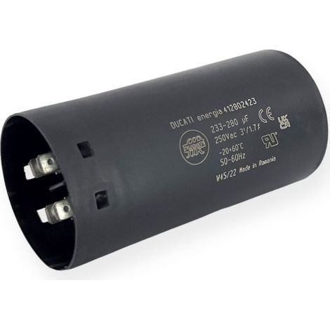 Condensateur de démarrage 233-280µF à cosses faston 6.3, fond plat - Ø52x105mm - DUCATI (1/3)