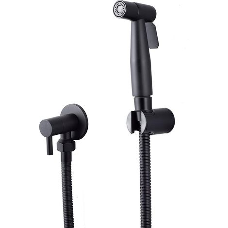 Pulvérisateur de toilettes pour bidet et de toilettes en acier inoxydable, Kit de pulvérisateur de bidet, pulvérisateur de robinetterie Pulvérisateur de WC Shattaf (noir) (1/5)
