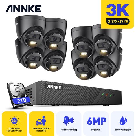 ANNKE 5MP KIT CAMERA SURVEILLANCE NVR INTELLIGENTE DOUBLE LUMIERE DÉTECTION MOUVEMENT KIT DE VIDEOSURVEILLANCE 2TB
