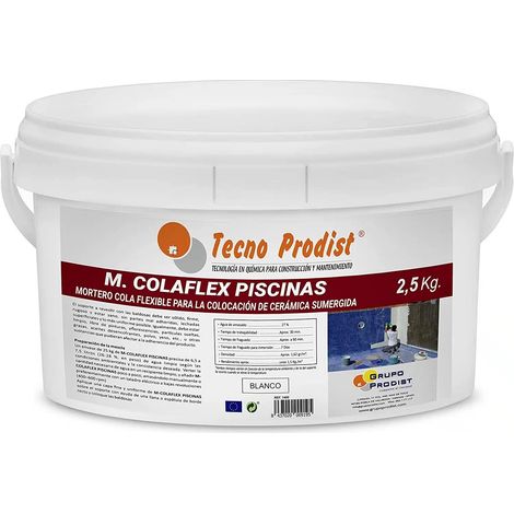 Tecno Prodist M-Colaflex Piscinas - Mortero Adhesivo y Flexible para Colocación de Gresite y Cerámica en Piscinas