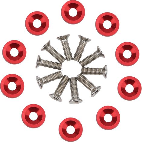 Kit d'habillage de baie de moteur de voiture, boulons de capot M6, rondelles rouges, Modification, entretien, 10 jeux (1/5)
