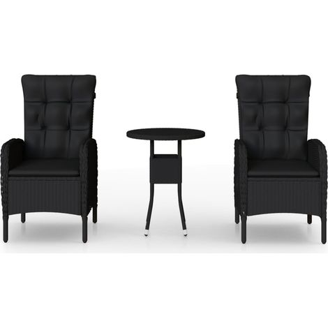 Ensemble de bistro de jardin 3 pcs,Salon de jardin Résine tressée Noir CFW80932 (1/5)
