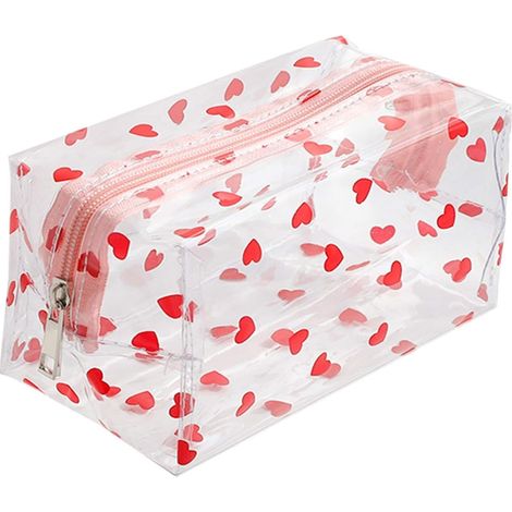 Trousse à cosmétiques transparente pour femmes (amour),
