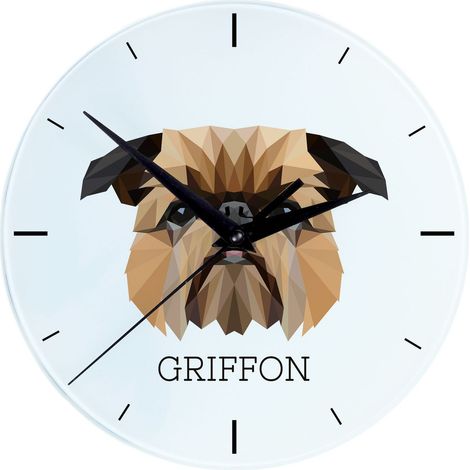 Orologio da parete geometrico con foto e iscrizione di Art-Dog, Griffon di Bruxelles, Griffon Bruxellois. (1/4)