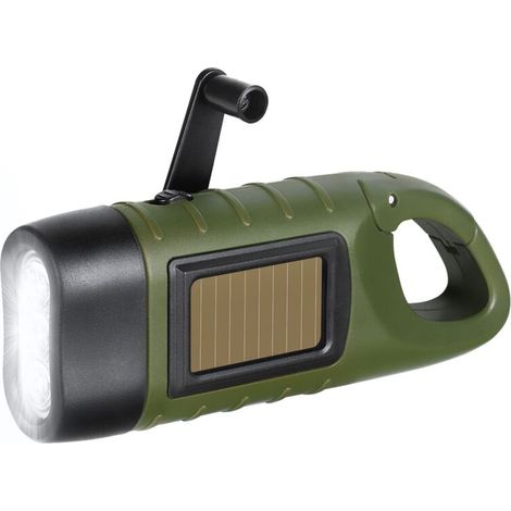 Lampe torche solaire à manivelle, lampe torche LED compacte à recharge d'urgence, lampe torche de survie portable, lampe torche dynamo à mousqueton Quick Snap, adaptée aux activités de plein air, aux