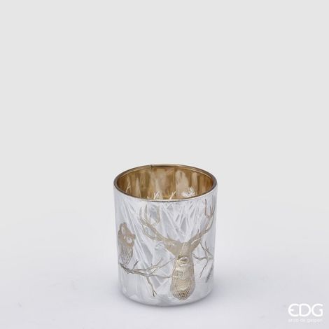 EDG Enzo De Gasperi Portacandela Natale Foresta H 8 Cm D 7 Cm Platinum