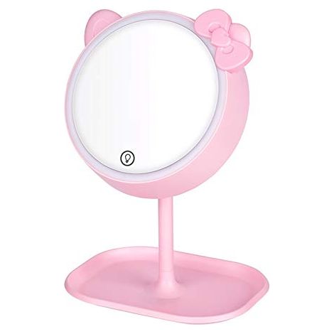 1 Miroir cosmétique,oreilles de chat,lumière LED,réglable tactile,USB,bureau (1/5)