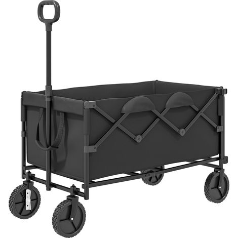 Chariot de jardin pliable 100 kg roues grandes poignée réglable porte arrière extensible noir
