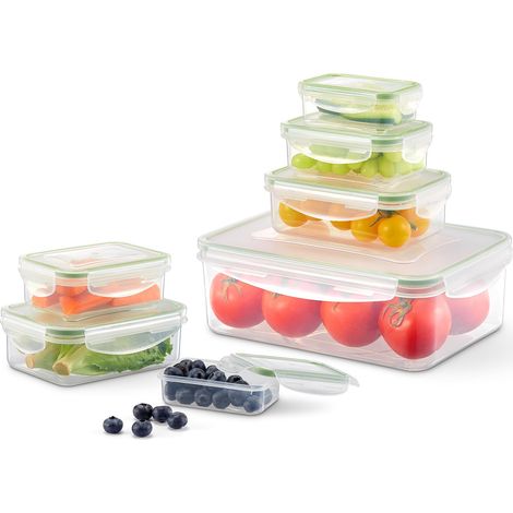 Lot de 7 Boîte Alimentaire Set, Plastique Boîtes Alimentaires avec Couvercle, Réutilisables Meal Prep Containers, Sans BPA, Récipients Conservation pour Micro-Ondes Lave-Vaisselle Réfrigérateur (1/5)