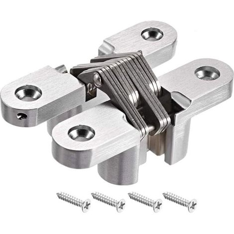 Charnière invisible pour porte de placard coulissant ou armoire, en alliage de zinc, montage sans vis, charge maximale 25 kg, finition chromée, convient pour meubles modernes