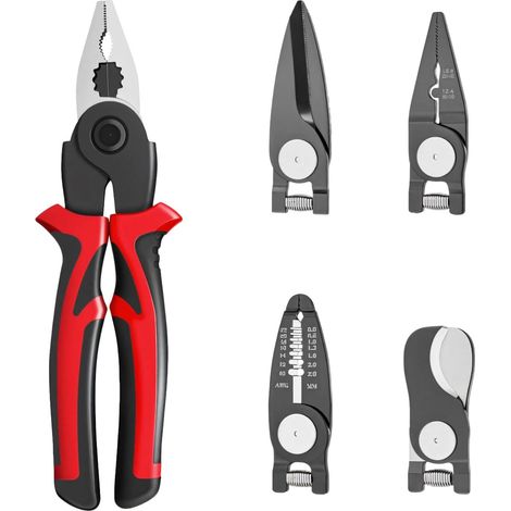 Pinces à bec effilé, 5-en-1/5", noir/rouge, pour électricité (1/4)