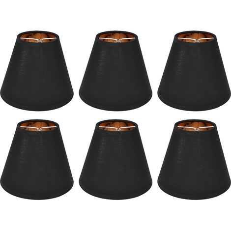 Sjlerst – Lot de 6 abat-jours en tissu noir avec doublure dorée – Clip sur E14 – Installation rapide pour lampes de sol et lustres (1/5)