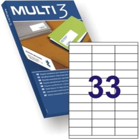 MULTI 3, 4702 - Etichette adesive per stampa a getto d'inchiostro, laser e fotocopiatrici - Dimensioni 70 x 25,4 mm, confezione da 100 fogli