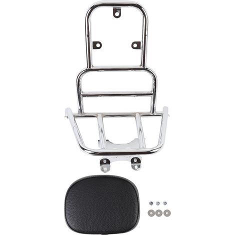 Dossier arrière moto coussin rack bagages – Support stable acier carbone remplacement Lambretta G350 2023-2025 argent (1/5)