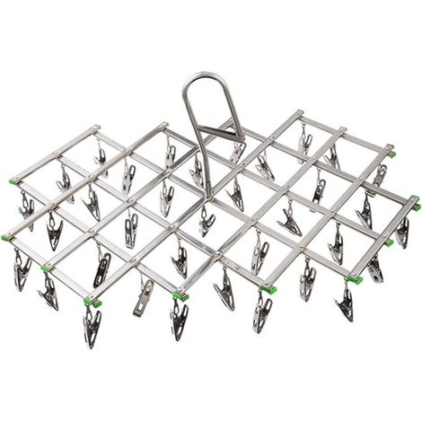 Étendoirs en Acier Inoxydable avec 35 Pinces à Linge pour Chaussettes, Shorts, sous-Vêtements et Vêtements de Bébé