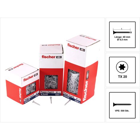 fischer Power-Fast II 4,5x40 SK blvz VG TX 50 500 Stk