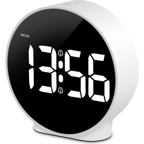 Reloj despertador digital, pequeño, con pilas, doble alarma, indicador de día de la semana, ideal para viajes o para el dormitorio. (1/5)