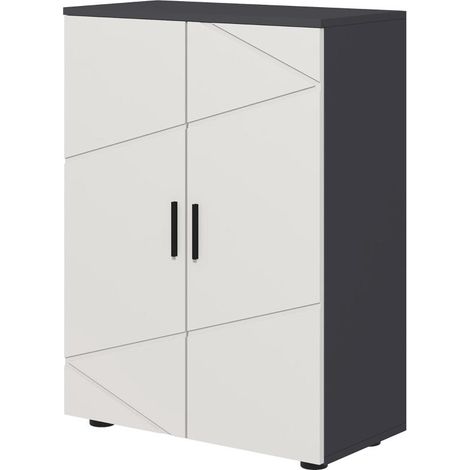 Meuble de salle de bain, meuble d'appoint à double porte, meuble de salle de bain avec étagères réglables, meuble de rangement pour salon, 60 x 30 x 82 cm, gris (1/5)