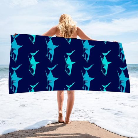 Filiyano-Grande serviette de plage, microfibre, séchage rapide, 90x180cm (requin) (1/5)