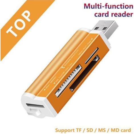 Lecteur De Carte Micro SD - USB 2.0 - Compatible T-Flash TF MicroSD SDHC MMC RS-MMC MS M2 - Or - 1 Pièce