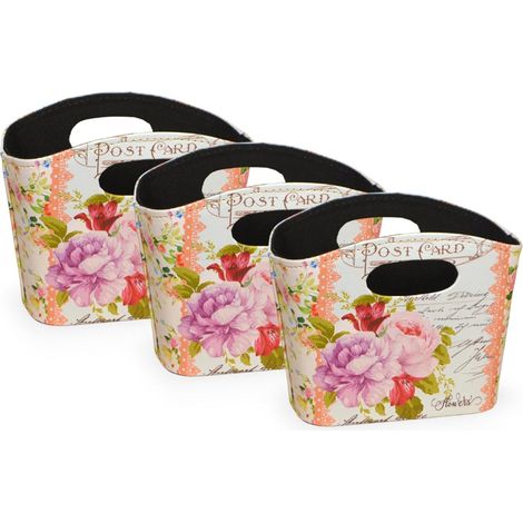 Borsette Flowers con manici fantasia floreale set 3 cm 19,5 x 8,5 x h 15,5
