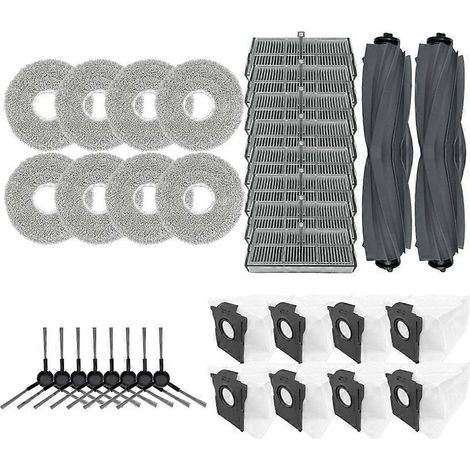 Accessoires pour Dreame L40 Ultra AE / Dreame D20 Ultra : brosse principale, filtre HEPA, chiffon de nettoyage et sac à poussière