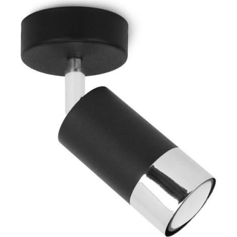 Suspension Plafond - Métal et Verre - Douille E27 - 1 Lumière - Noir Chrome (1/4)