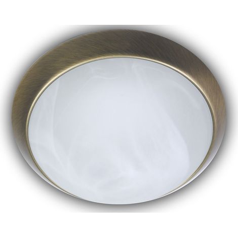 LED-Deckenleuchte rund, Glas Alabaster, Dekorring Altmessing, Ø 25cm (1/4)