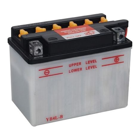 Batterie plomb renforcée 12V 4Ah – Compatible scooters et motos – Dimensions L: 120mm, l: 70mm, h: 92mm – Acide séparé inclus