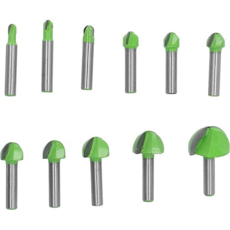 11-teiliges Rundfräser-Set aus Hartmetall mit 8 mm Schaft für Hohlkehlenprofile an Türen, Schränken und Regalen