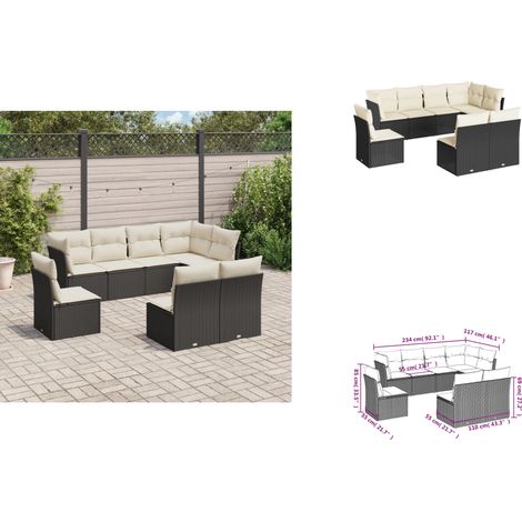 Salon de jardin 8 pcs avec coussins noir résine tressée - Salon De Jardin - Canapé Extérieur - Meuble De Jardin - Ensemble Salon De Jardin - Mobilier De Jardin (1/3)
