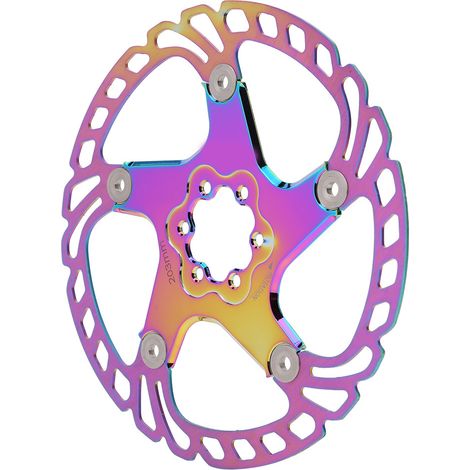 Disque de frein à disque en métal de qualité pour VTT, 203 mm, cinq clous, avec plaquettes de frein colorées. (1/5)